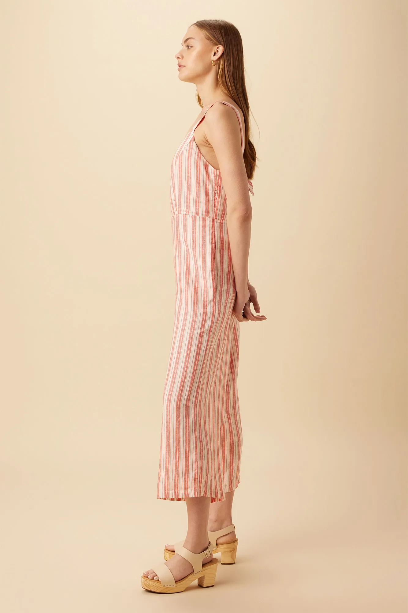 Taya Linen Jumpsuit - Rust Natural Stripe sold by Amour Vert product image thumbnail 2