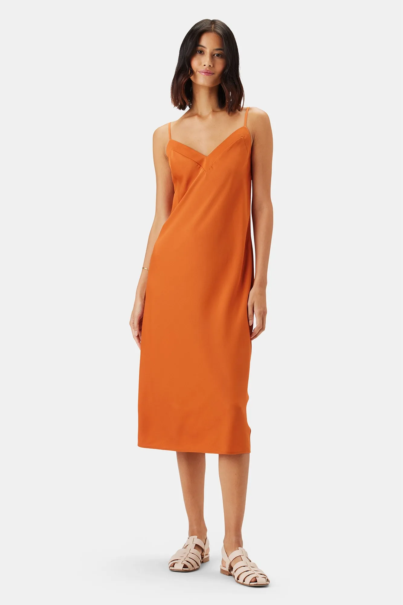 Briana Washable Silk Dress - Sunset Orange sold by Amour Vert
