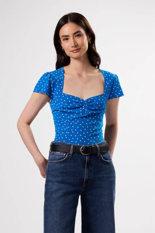 Beryl Washable Silk Blouse - Riviera Dot Turquoise sold by Amour Vert