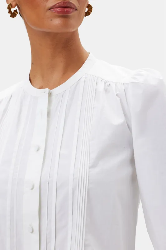 Charlotte Organic Cotton Poplin Blouse - White sold by Amour Vert