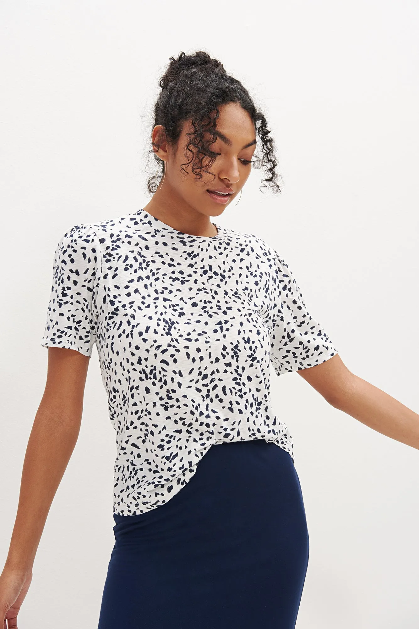 Odilia Reverie Slub Tee - Lucy Dot White sold by Amour Vert