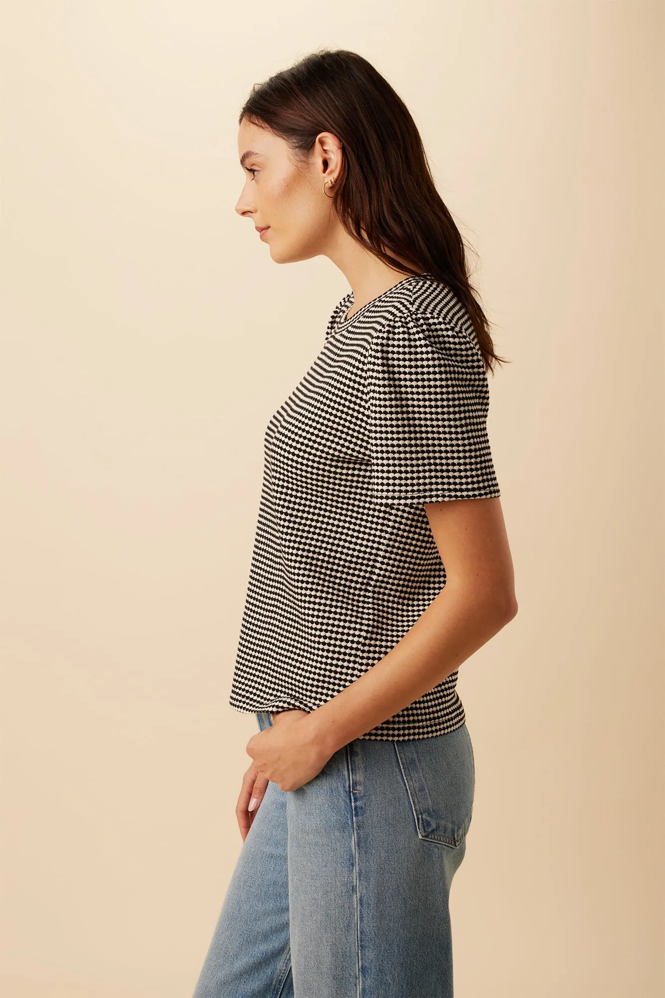 Odilia Scallop Knit Tee - Natural Black sold by Amour Vert product image thumbnail 2