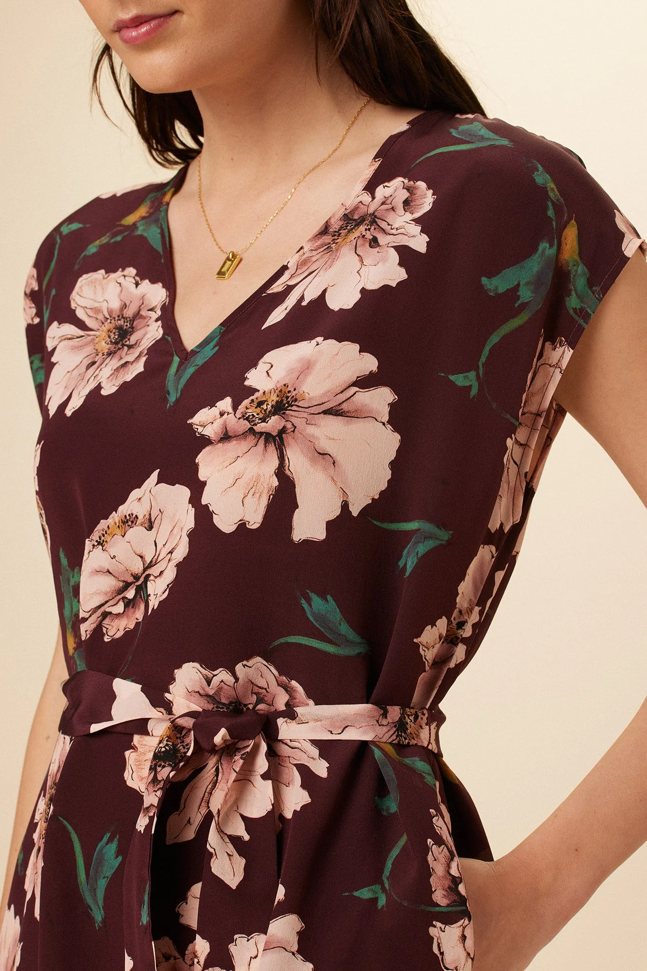 Cindra Washable Silk Midi Dress - Paysage Sepia sold by Amour Vert product image thumbnail 4