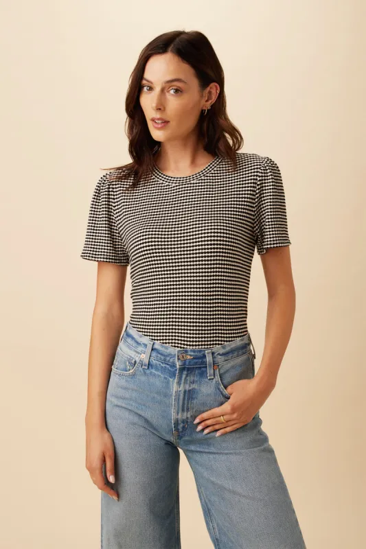 Odilia Scallop Knit Tee - Natural Black sold by Amour Vert