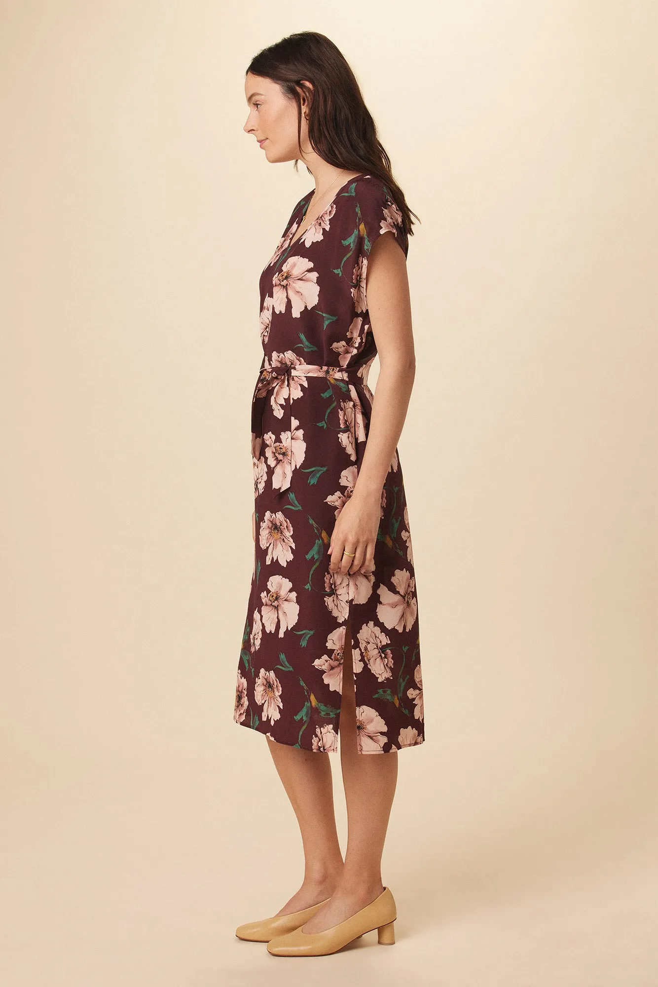 Cindra Washable Silk Midi Dress - Paysage Sepia sold by Amour Vert product image thumbnail 2