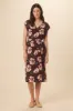 Cindra Washable Silk Midi Dress - Paysage Sepia sold by Amour Vert