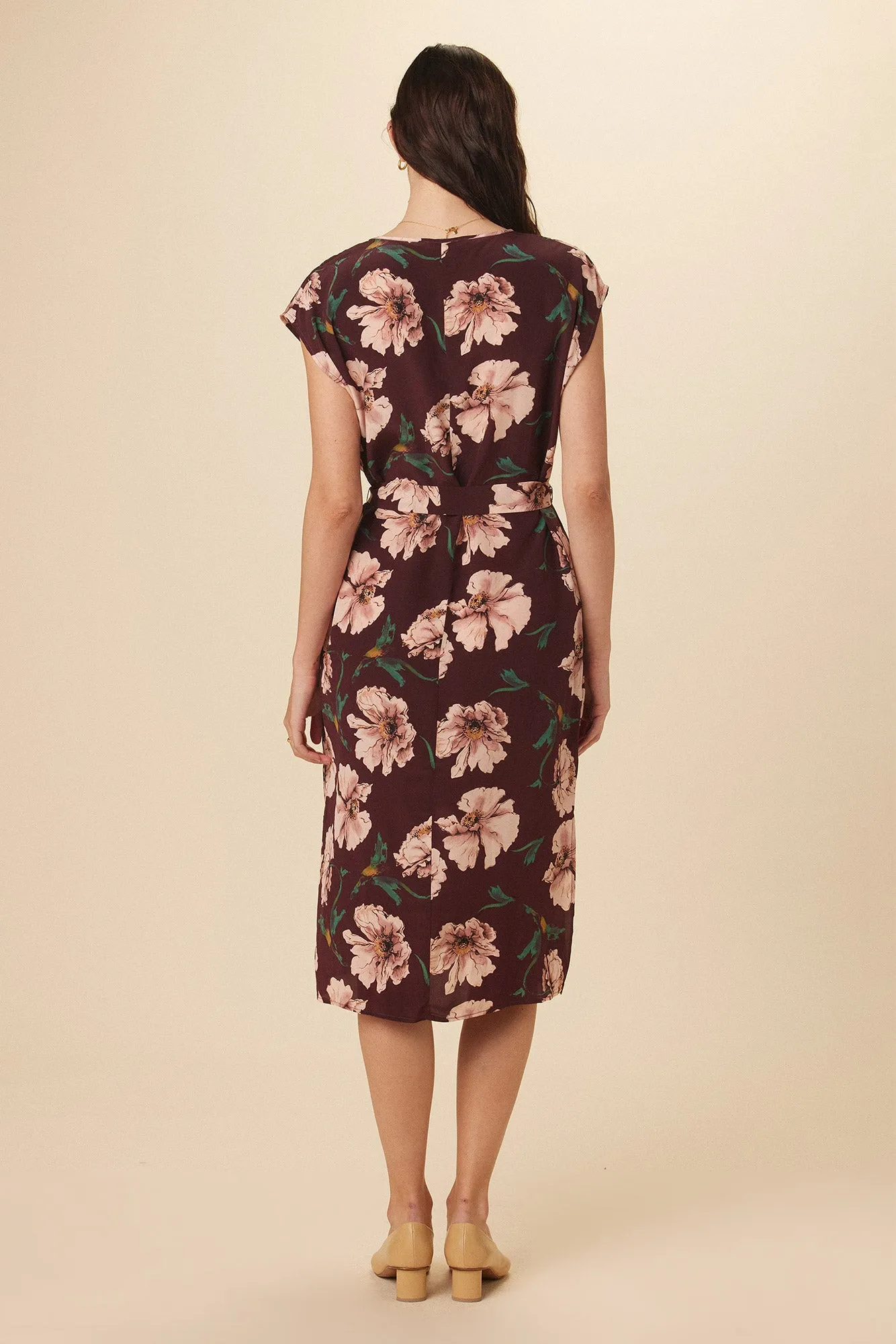 Cindra Washable Silk Midi Dress - Paysage Sepia sold by Amour Vert product image thumbnail 3