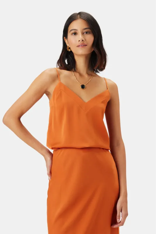 Barlow Stretch Silk Tank - Sunset Orange sold by Amour Vert