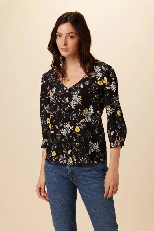 Heidi Washable Silk Blouse - French Jardin Black sold by Amour Vert