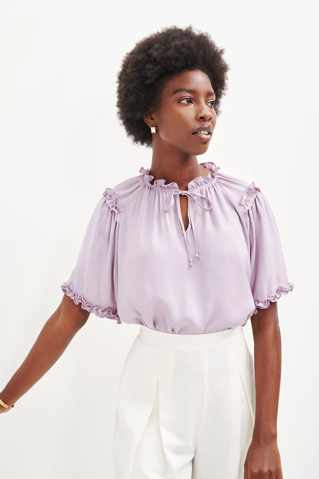 Zuri Cupro Blouse - Lilac sold by Amour Vert