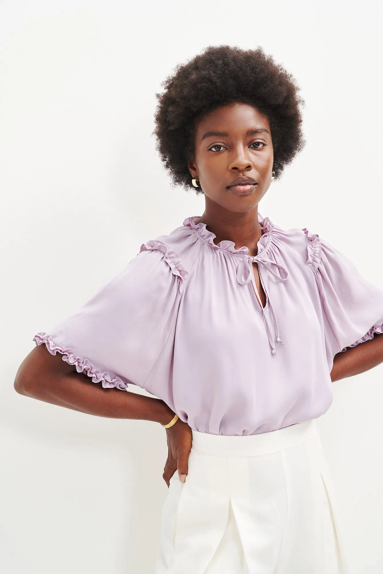 Zuri Cupro Blouse - Lilac sold by Amour Vert product image thumbnail 2