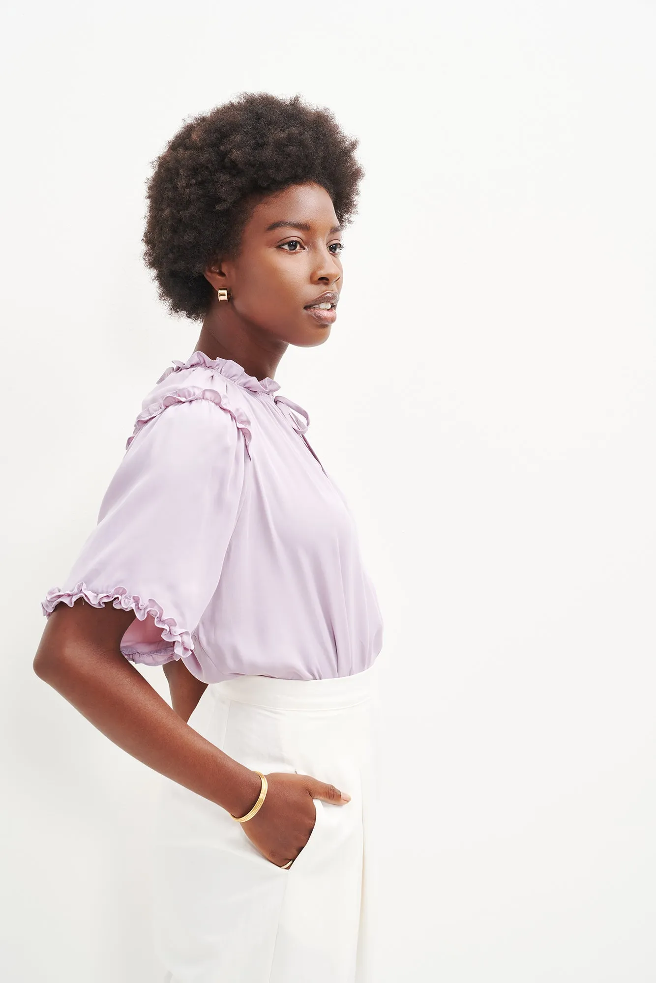 Zuri Cupro Blouse - Lilac sold by Amour Vert product image thumbnail 4