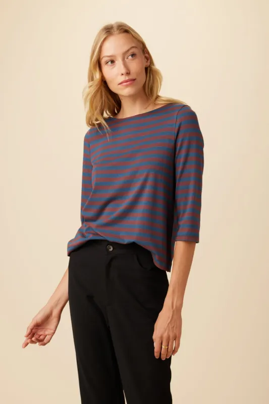 Cecelia Reverie Knit Tee - Maple Azure Stripe sold by Amour Vert