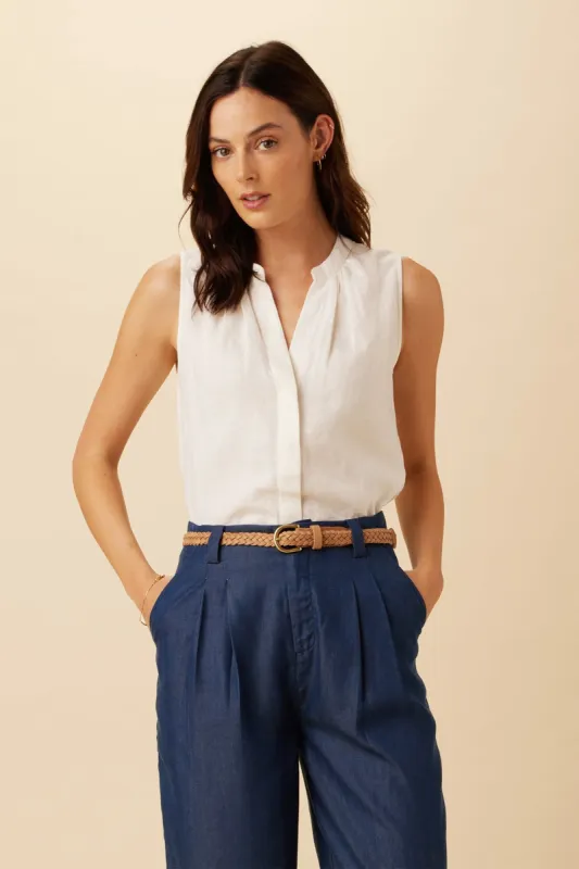 Dawn Linen Blouse - White - ReAmour sold by Amour Vert