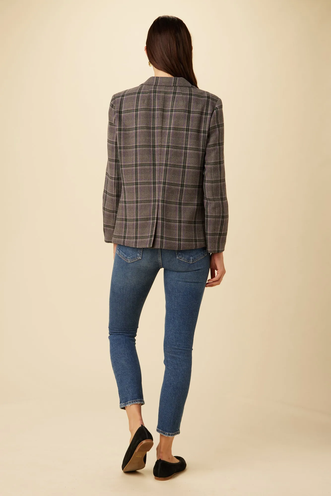 Pippa Upcycled Wool Blazer - Purple Plaid sold by Amour Vert product image thumbnail 3