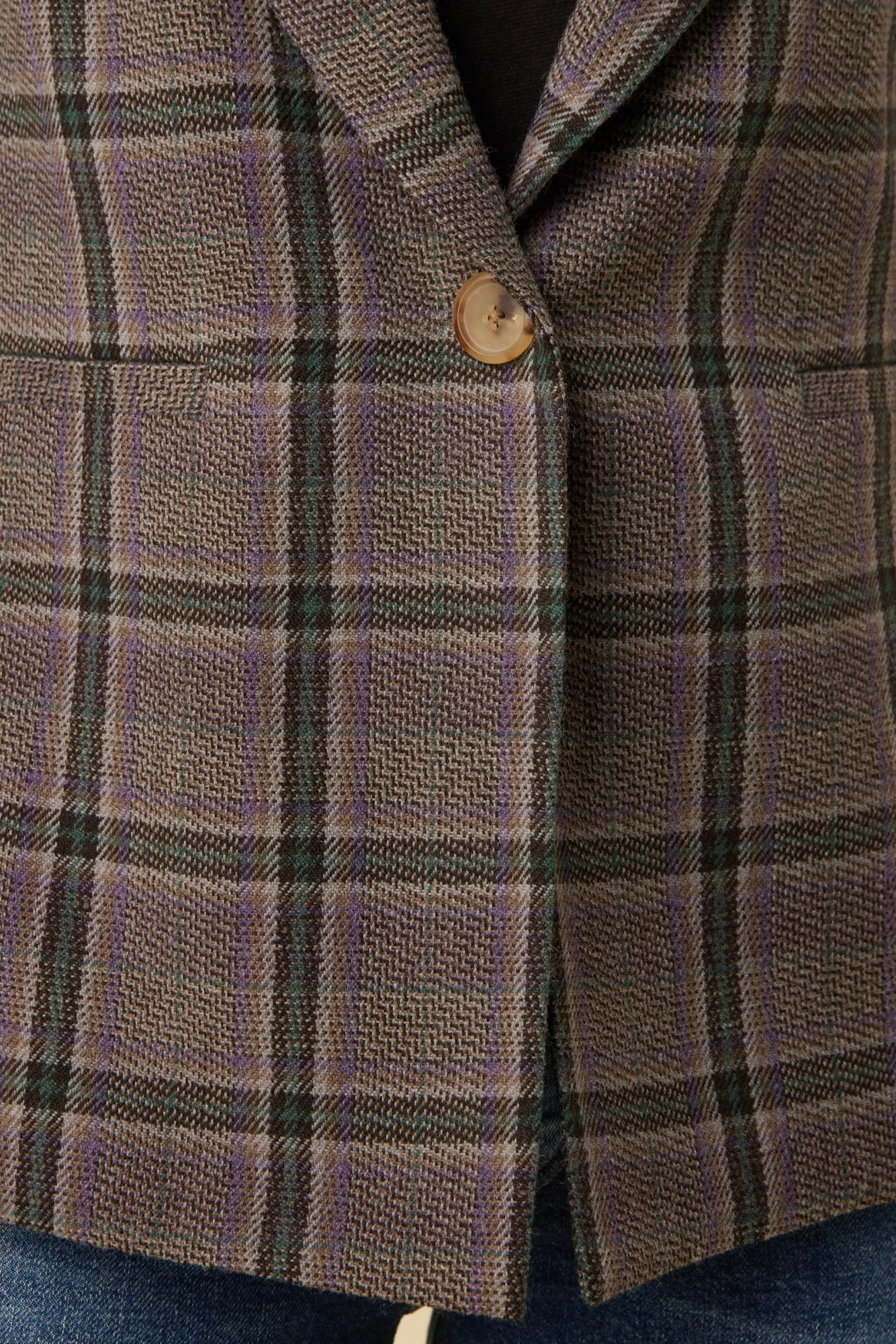 Pippa Upcycled Wool Blazer - Purple Plaid sold by Amour Vert product image thumbnail 4