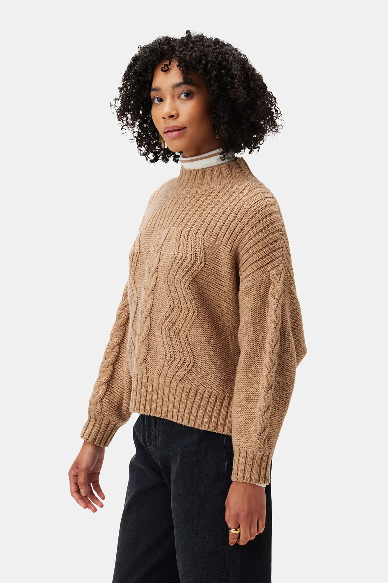 Cameryn Cable Knit Wool Sweater - Camel sold by Amour Vert product image thumbnail 3
