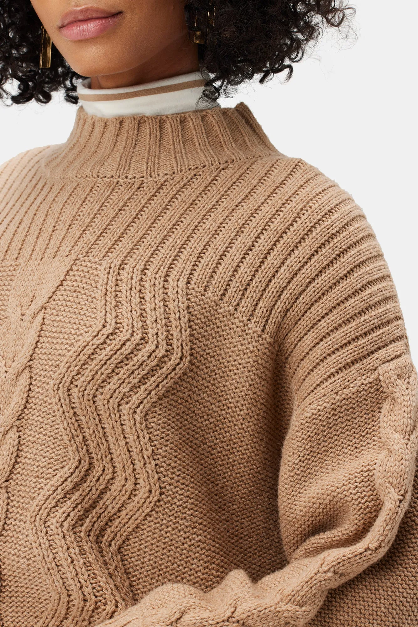 Cameryn Cable Knit Wool Sweater - Camel sold by Amour Vert
