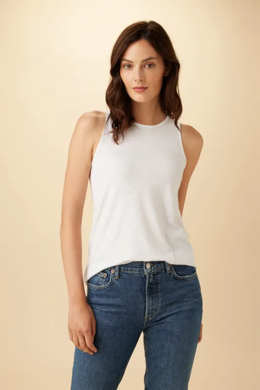 Sadie Reverie Slub Tank - White sold by Amour Vert