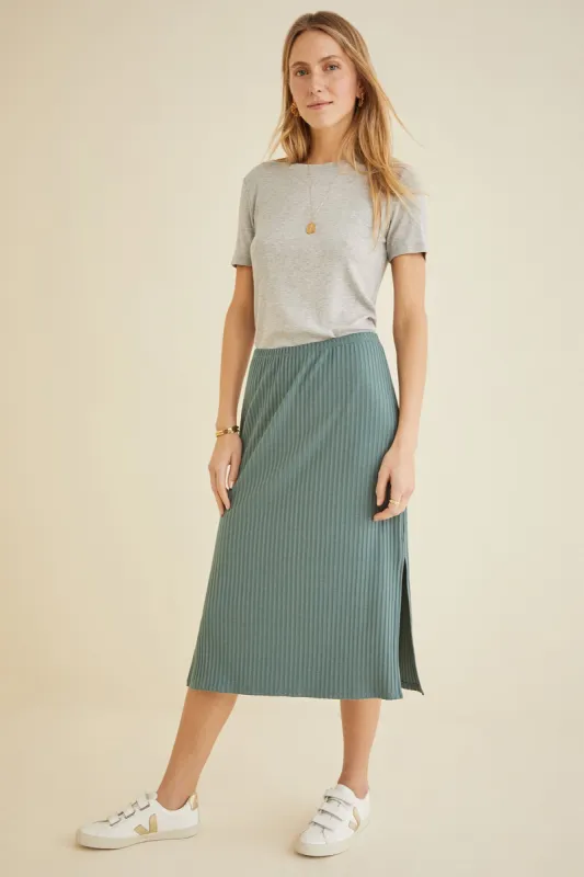 Vindy Paris Rib Skirt - Balsam Green sold by Amour Vert