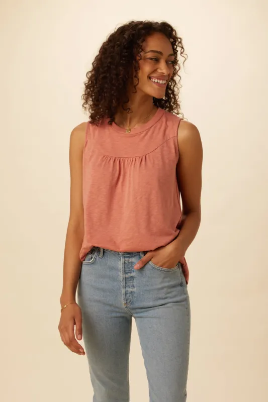 Hartley Reverie Slub Tank - Coral Haze sold by Amour Vert