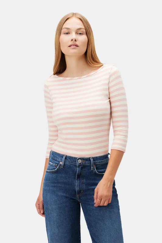 Francoise 3/4 Sleeve Modal Tee - Rose and Ivory sold by Amour Vert