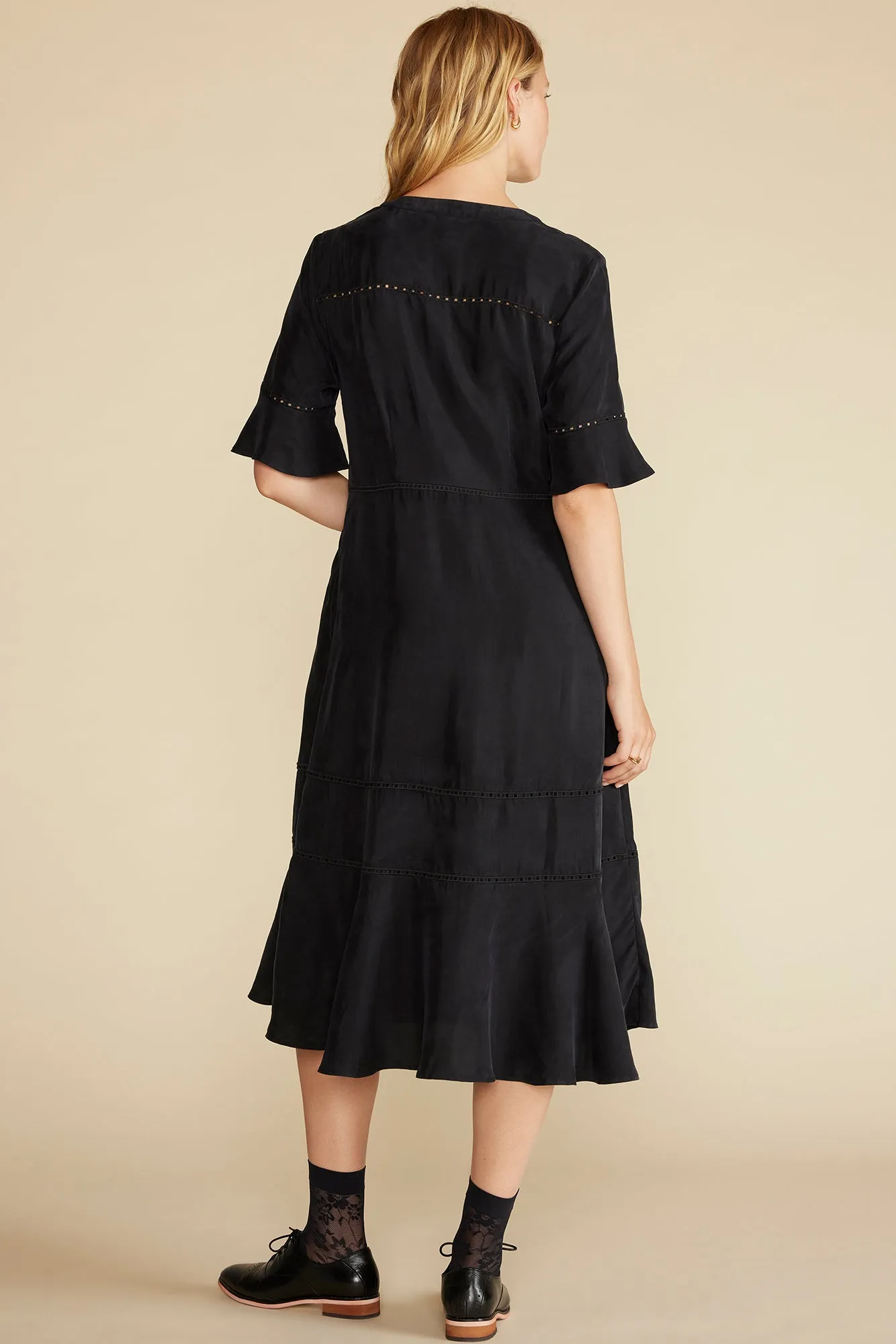 Adaline Embroidered Cupro Dress - Black sold by Amour Vert product image thumbnail 3