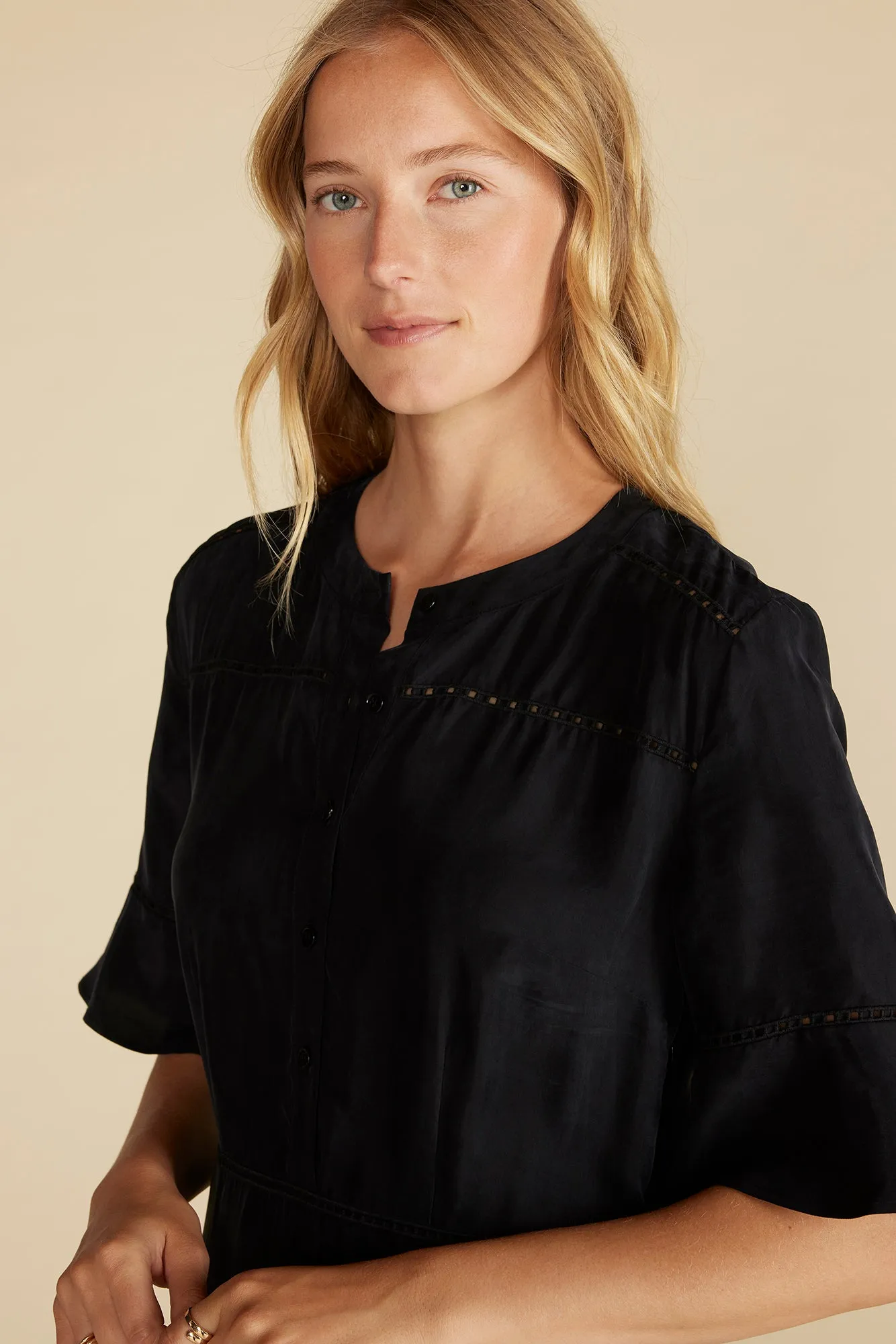 Adaline Embroidered Cupro Dress - Black sold by Amour Vert product image thumbnail 2