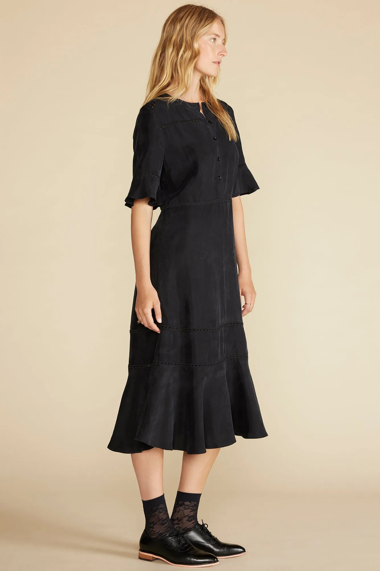 Adaline Embroidered Cupro Dress - Black sold by Amour Vert product image thumbnail 4