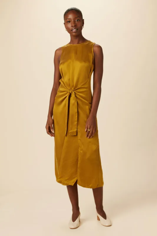 Cortney Cottonseed Cupro Dress - Gold sold by Amour Vert