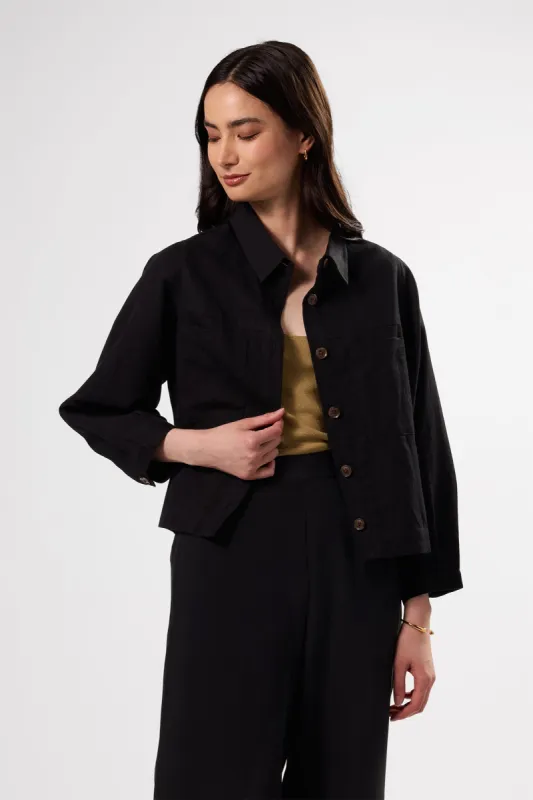 Genevieve Cotton Linen Jacket - Black sold by Amour Vert
