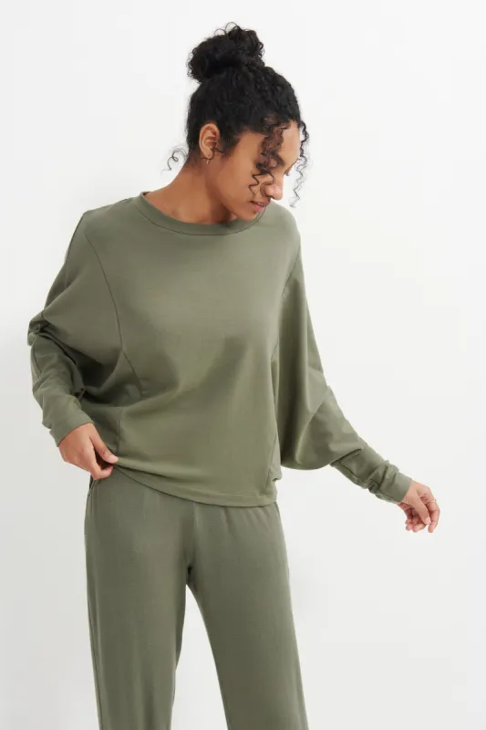Dominique Reverie Terry Sweatshirt - Vetiver sold by Amour Vert