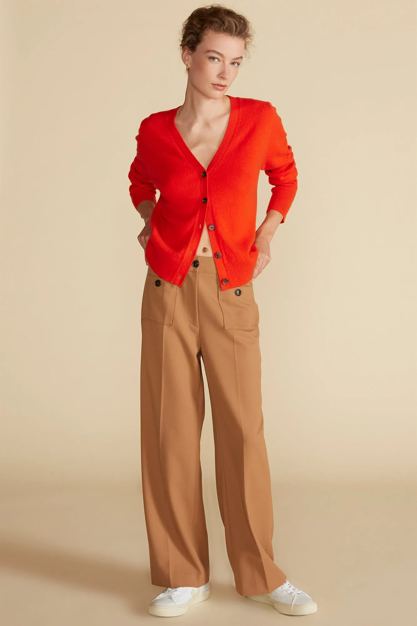 Mason Cashmere Cardigan - Clementine Orange sold by Amour Vert product image thumbnail 3