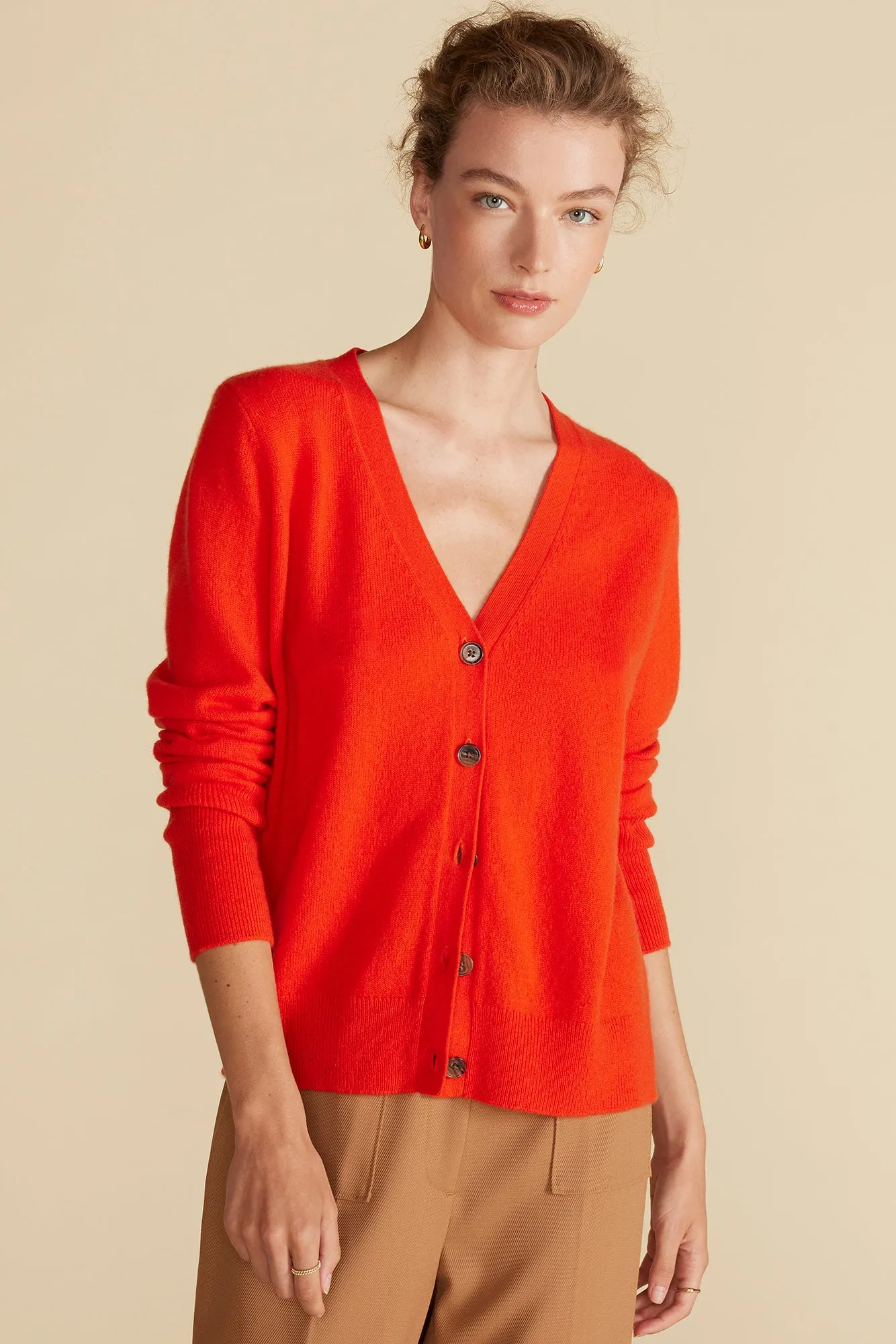 Mason Cashmere Cardigan - Clementine Orange sold by Amour Vert product image thumbnail 2