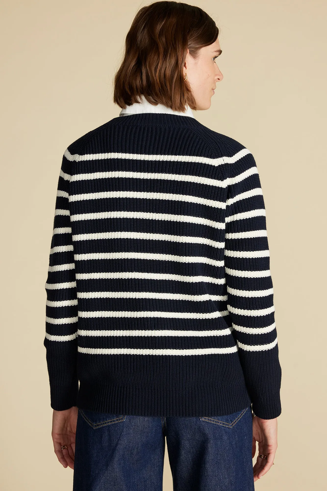 Layla Organic Cotton Sweater - Navy Blue and Ivory Stripe sold by Amour Vert product image thumbnail 4