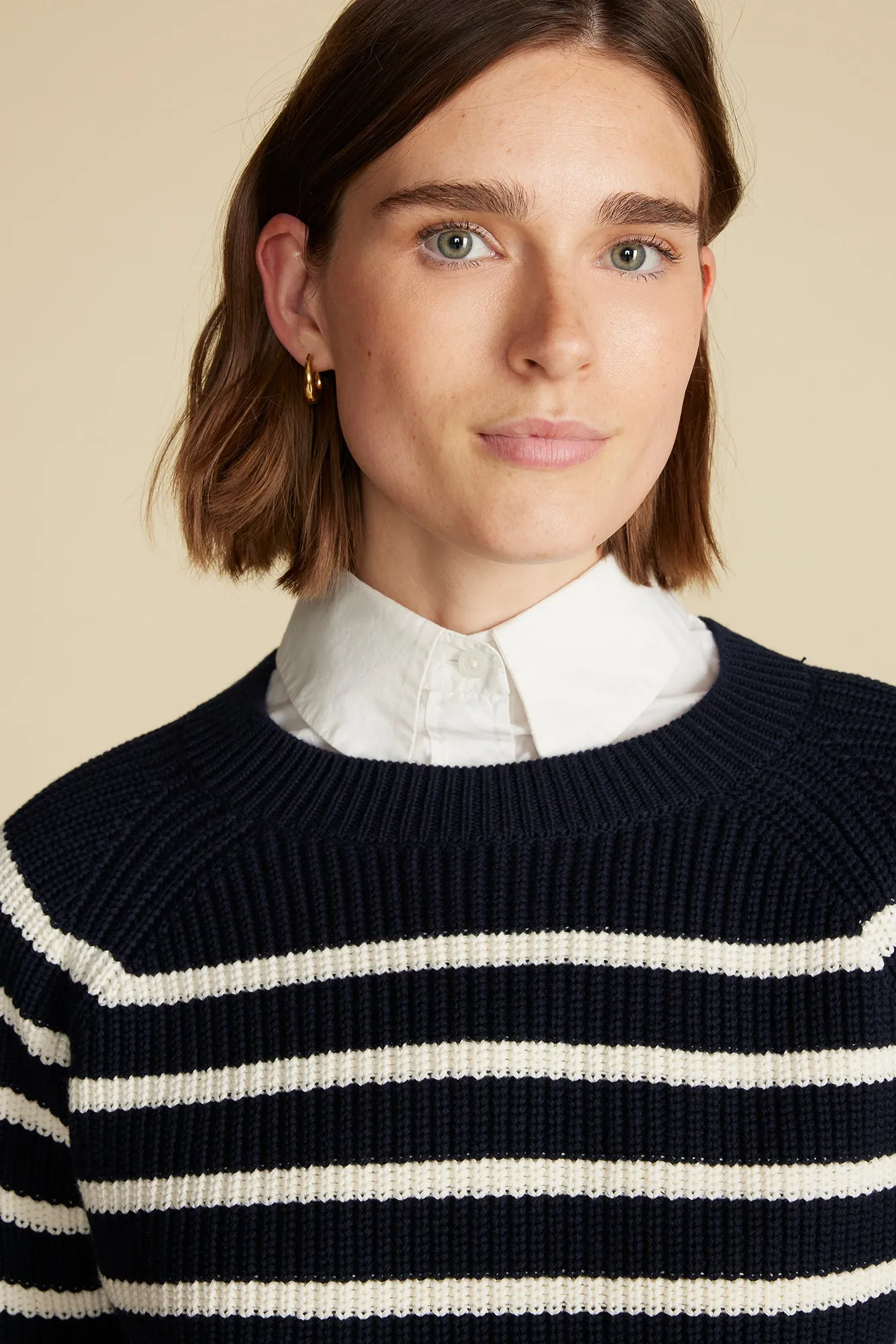 Layla Organic Cotton Sweater - Navy Blue and Ivory Stripe sold by Amour Vert product image thumbnail 2