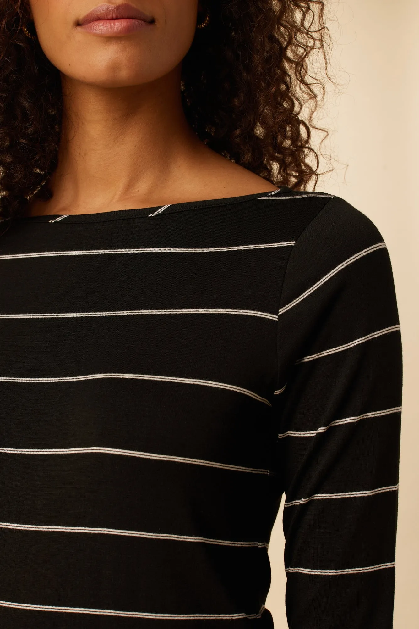 Francoise 3/4 Sleeve Modal Tee - Havana Stripe Black sold by Amour Vert product image thumbnail 4