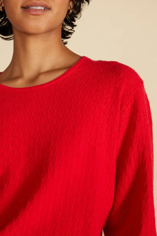 Daphne Novelty Stitch Sweater - Red sold by Amour Vert