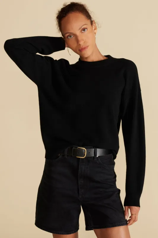 Pearl Cashmere Sweater - Licorice Black sold by Amour Vert