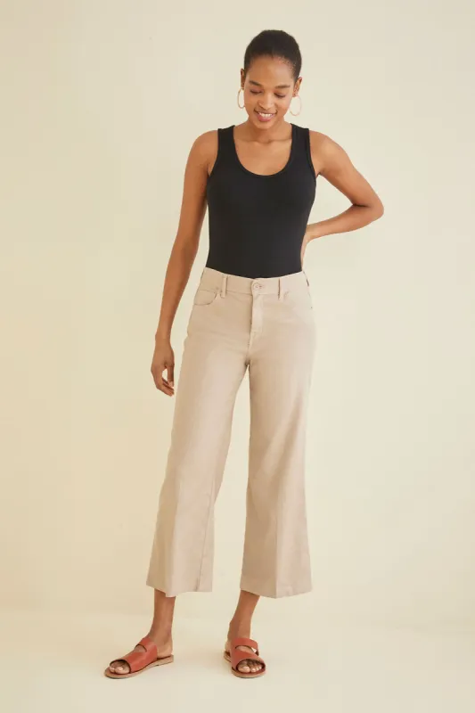 Annabelle Wide Leg Cropped Pant - Raw Sugar sold by Amour Vert