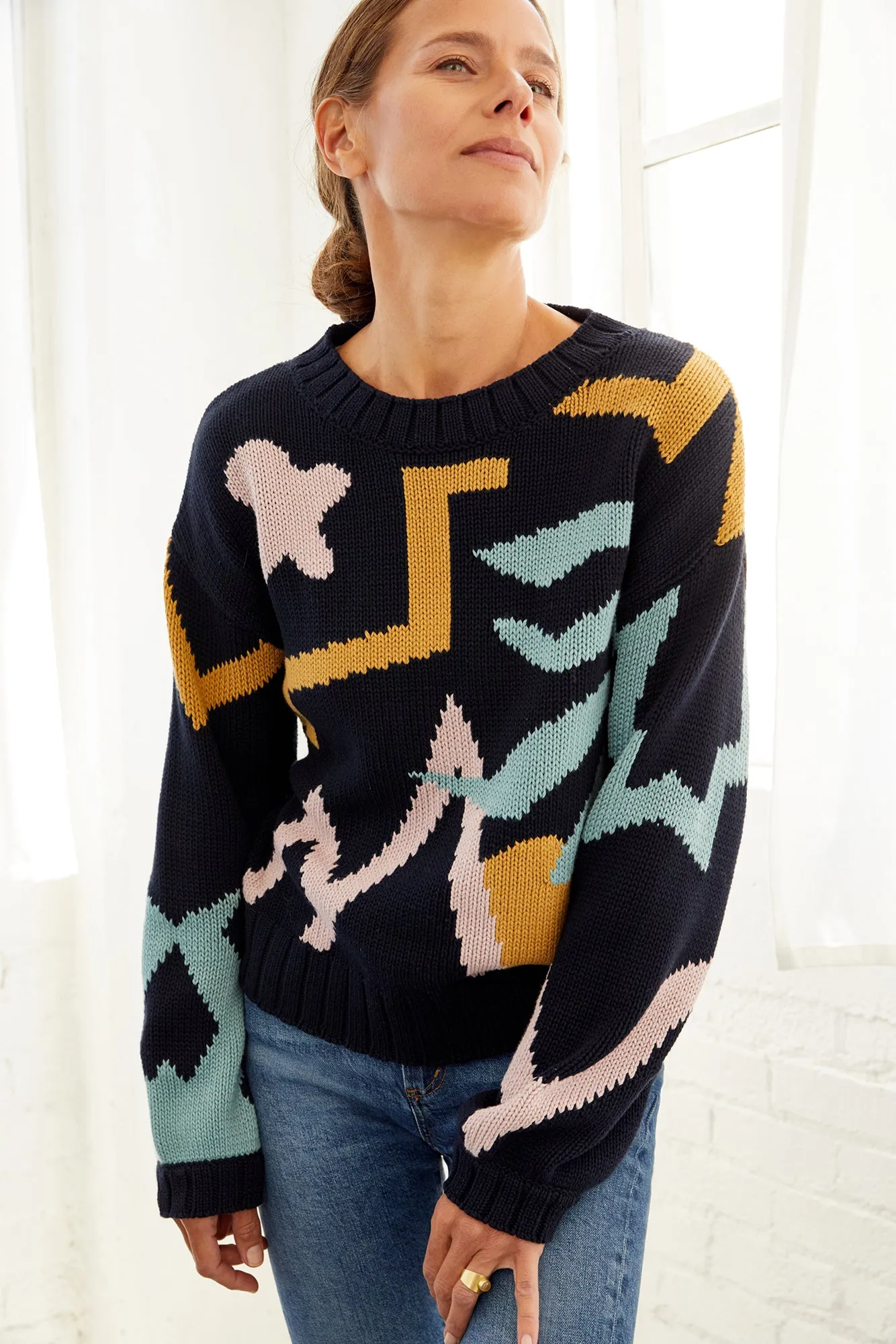 Roslyn Organic Cotton Sweater - Abstract Multi sold by Amour Vert