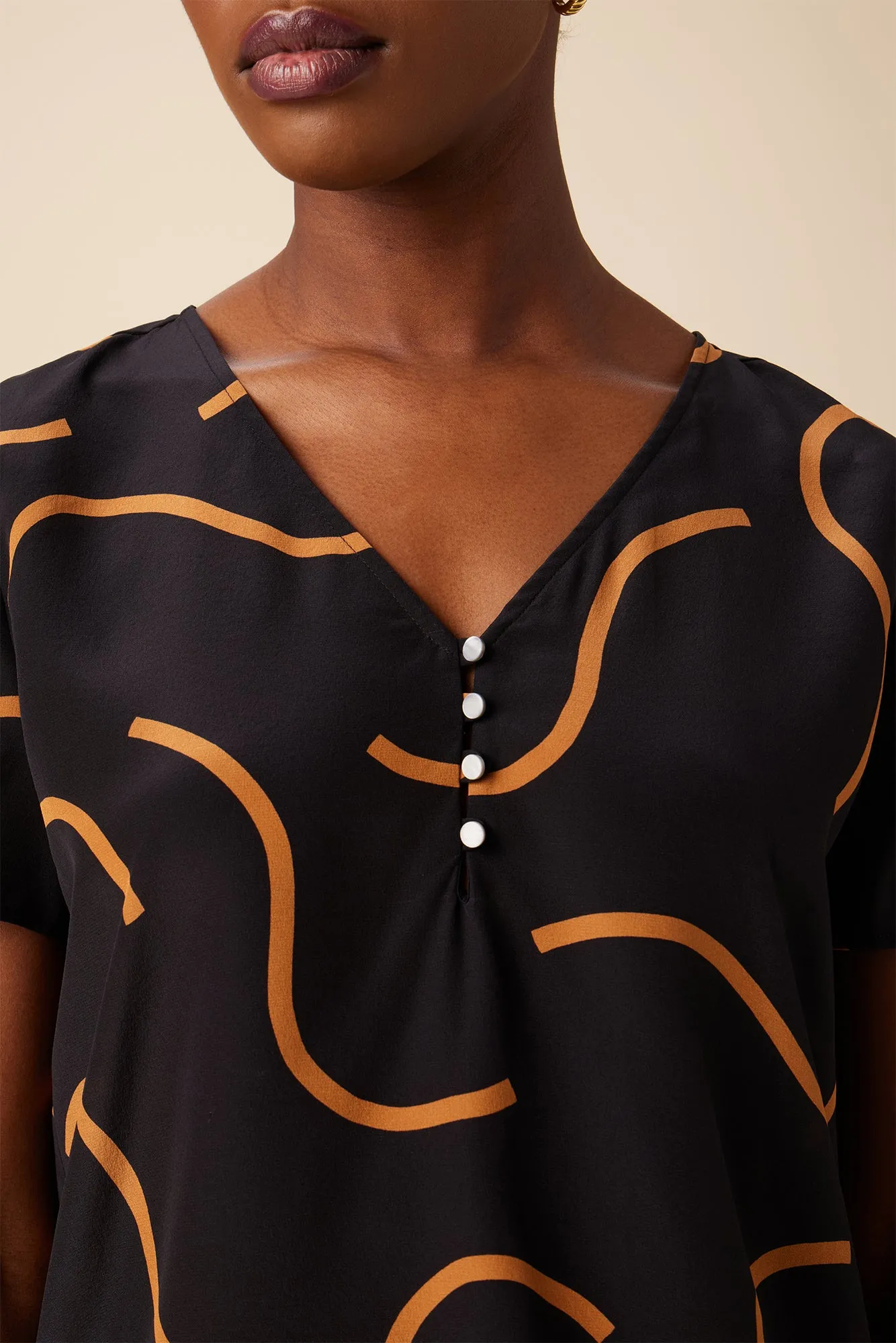 Suri Washable Silk Blouse - Waves Caramel sold by Amour Vert product image thumbnail 4