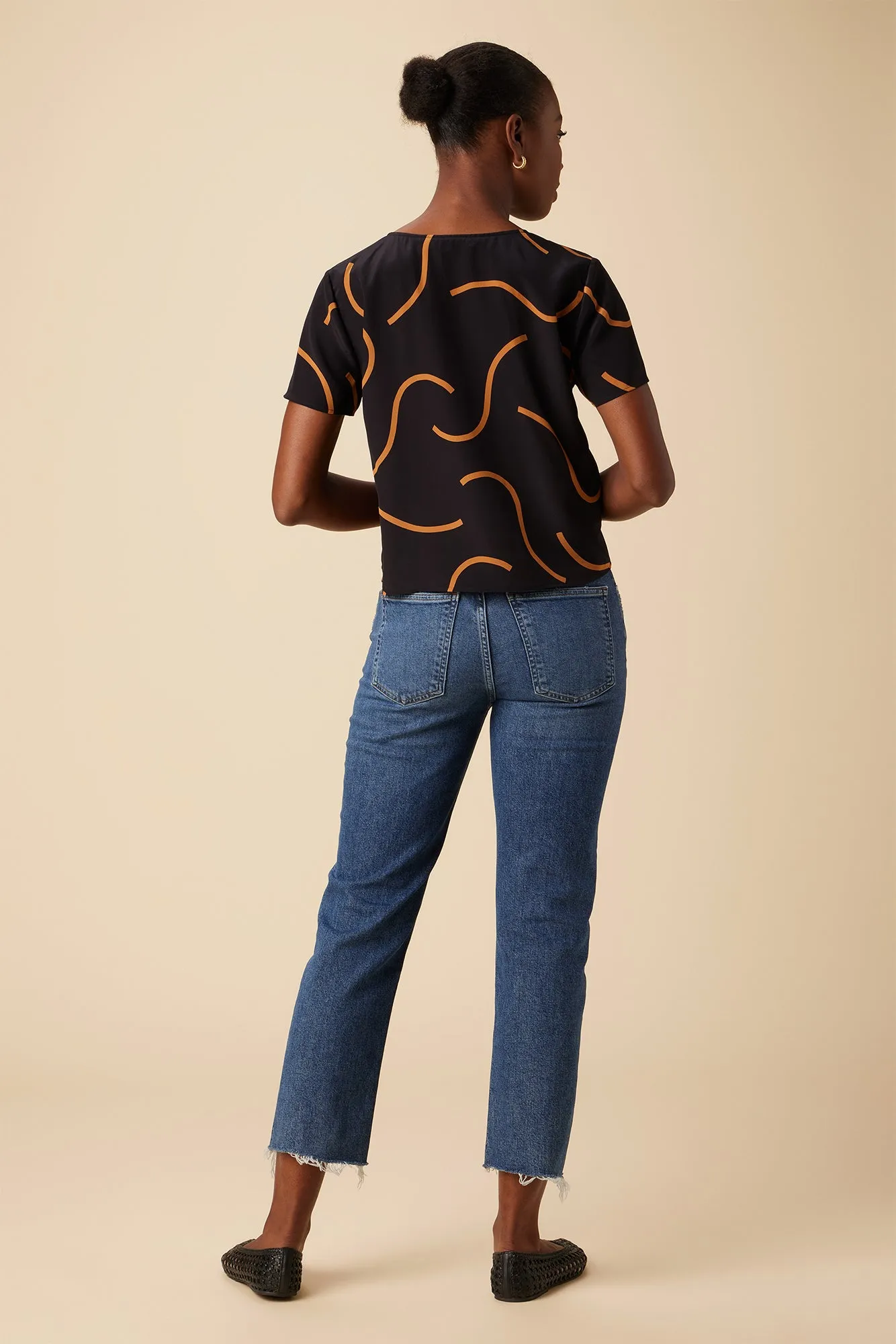 Suri Washable Silk Blouse - Waves Caramel sold by Amour Vert product image thumbnail 3