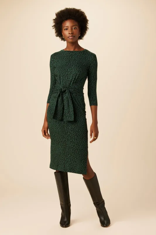 Colombe 3/4 Sleeve Reverie Knit Dress - Forest Leopard sold by Amour Vert