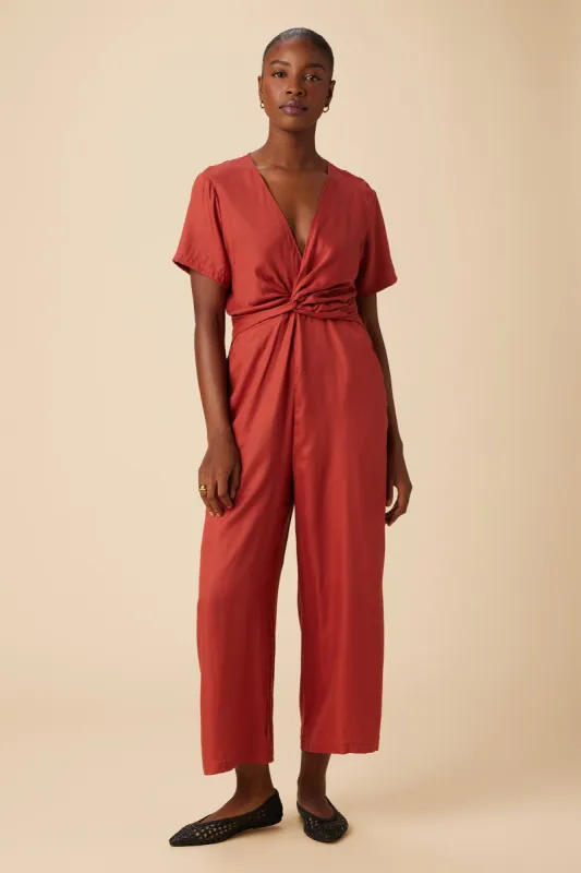 Fantasia Tencel Jumpsuit - Red Clay sold by Amour Vert