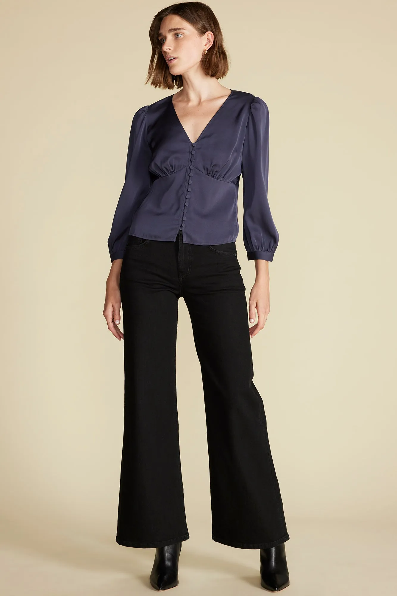 Aurelie Stretch Silk Bustier Blouse - Night Sky Blue sold by Amour Vert product image thumbnail 5