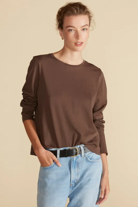 Berkeley Long Sleeve Tee - Espresso Brown sold by Amour Vert