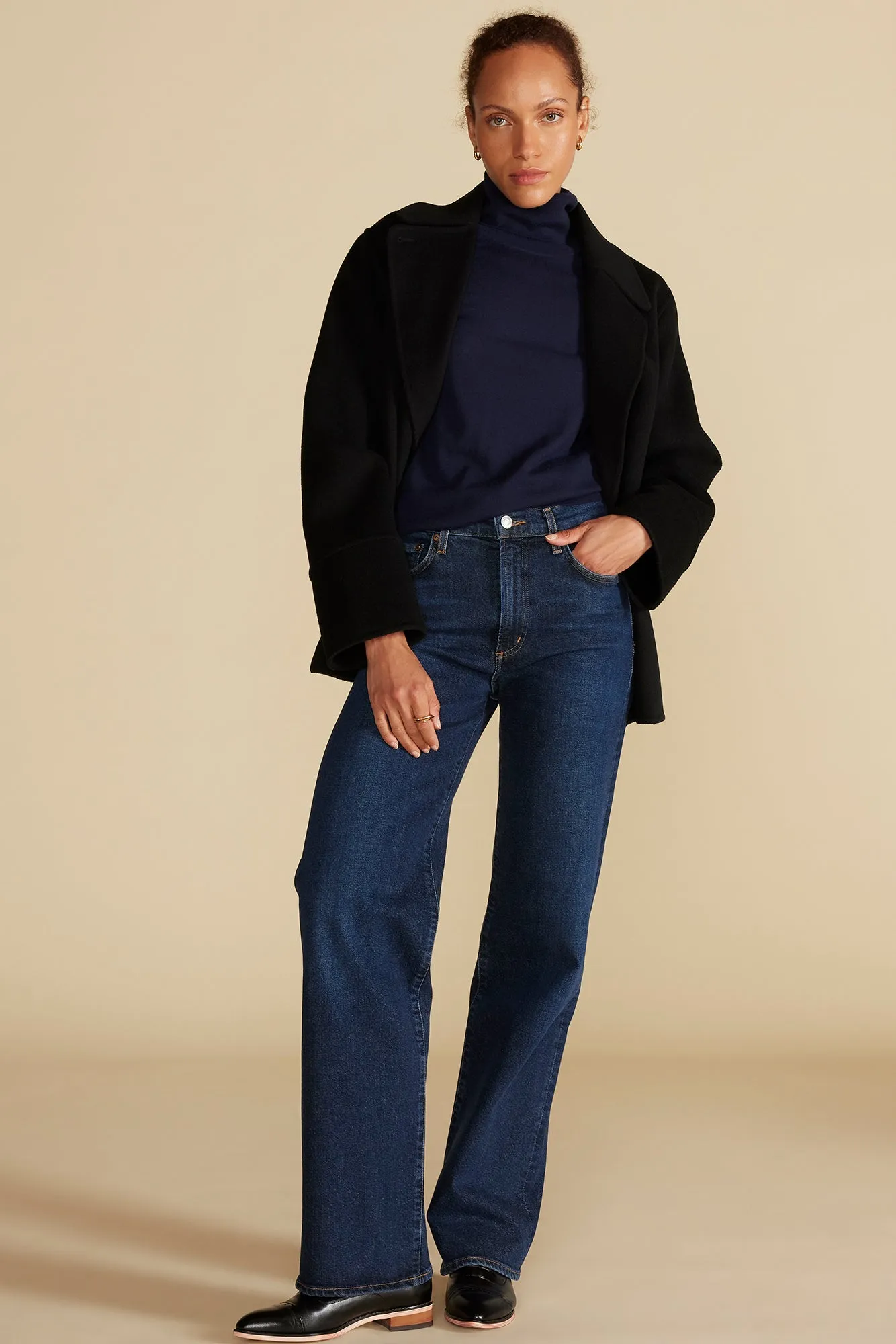 Carrie Turtleneck Cashmere Sweater - Navy Blue sold by Amour Vert product image thumbnail 5