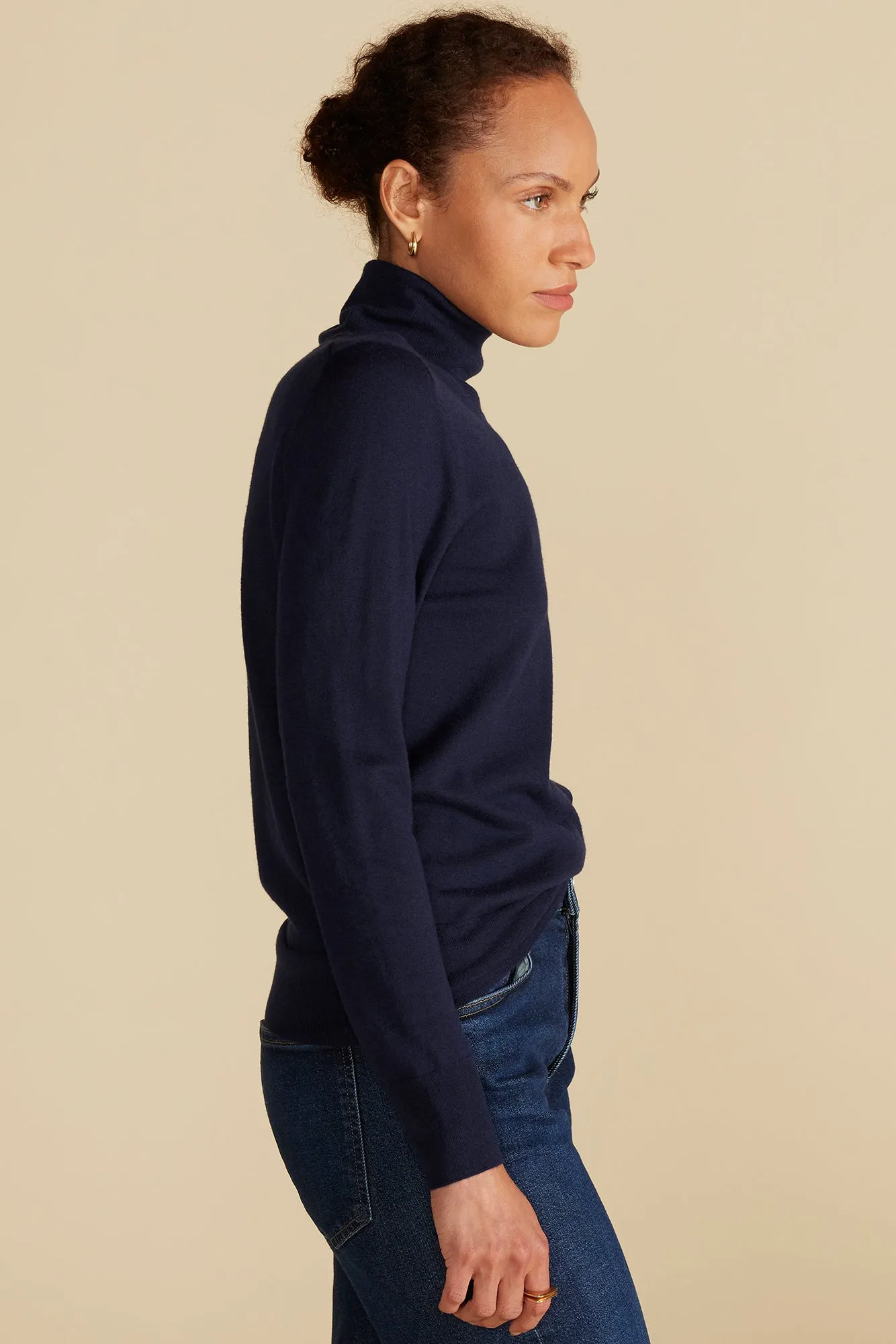 Carrie Turtleneck Cashmere Sweater - Navy Blue sold by Amour Vert product image thumbnail 3