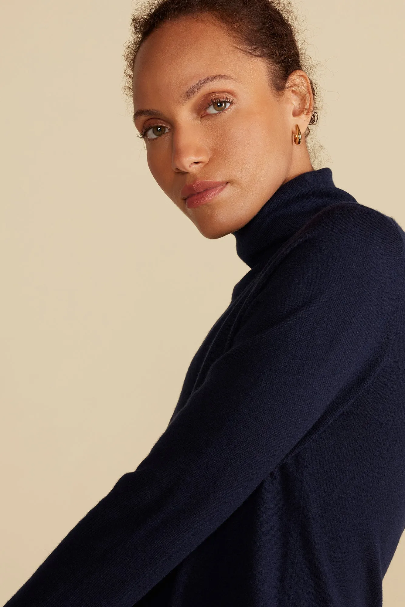 Carrie Turtleneck Cashmere Sweater - Navy Blue sold by Amour Vert product image thumbnail 2
